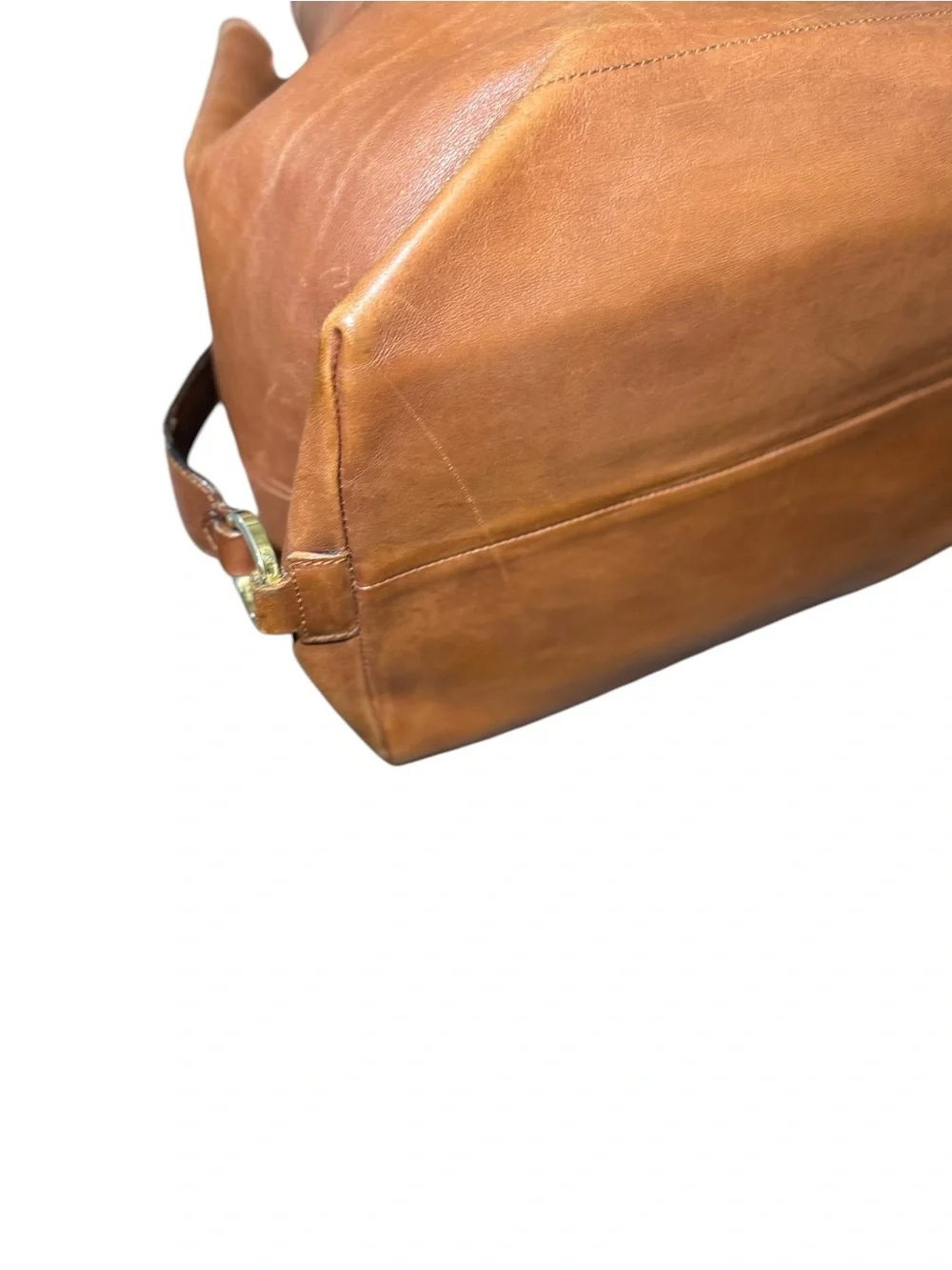 Salvatore Ferragamo Cognac Brown  Leather Drawstring Bucket Bag Auth